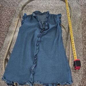 Ruffled Denim Sleeveless Top